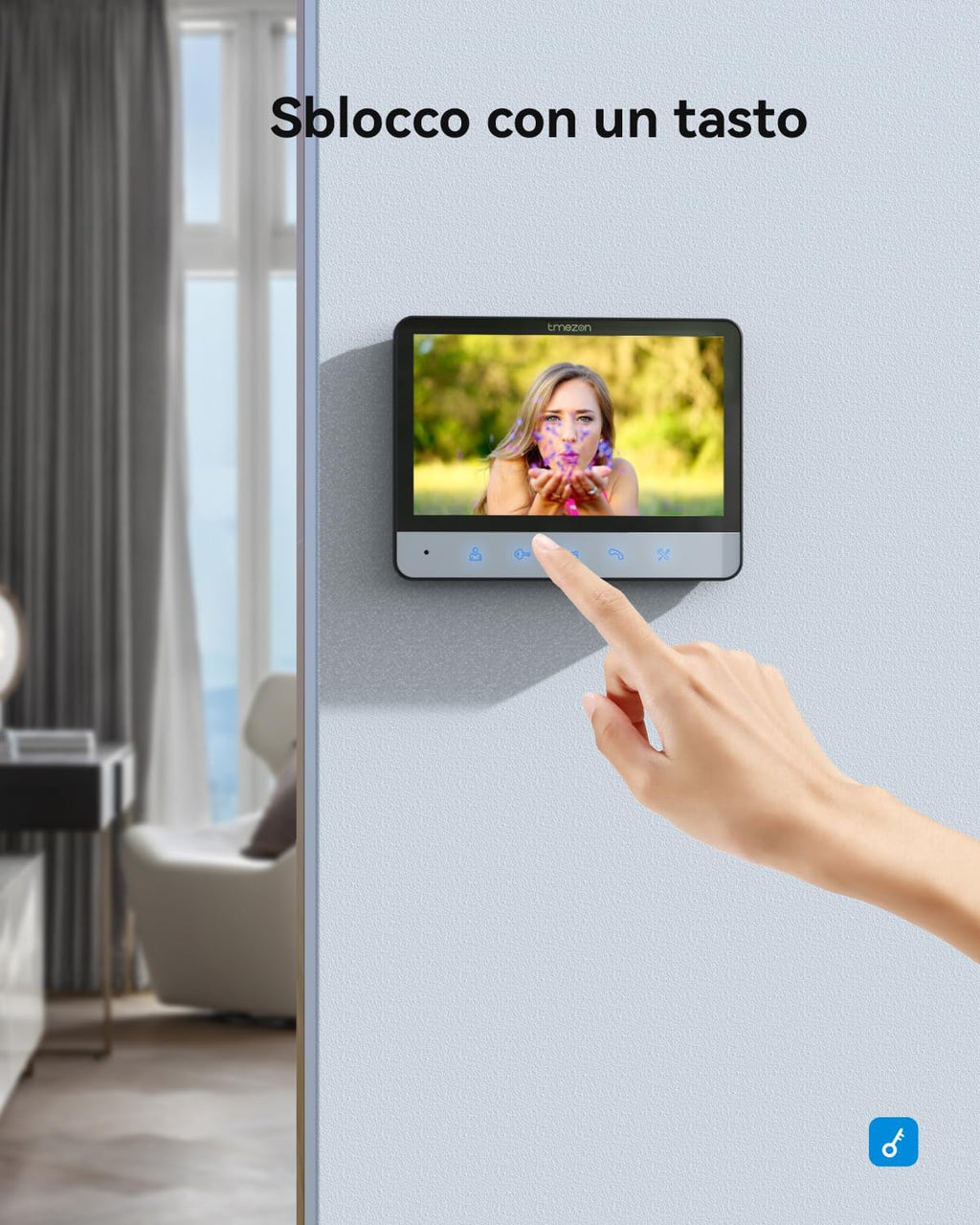 Videocitofono TMEZON 4 Fili con Monitor LCD 7”, Telecamera HD Grandangolare, Audio Bidirezionale e Sblocco Porta