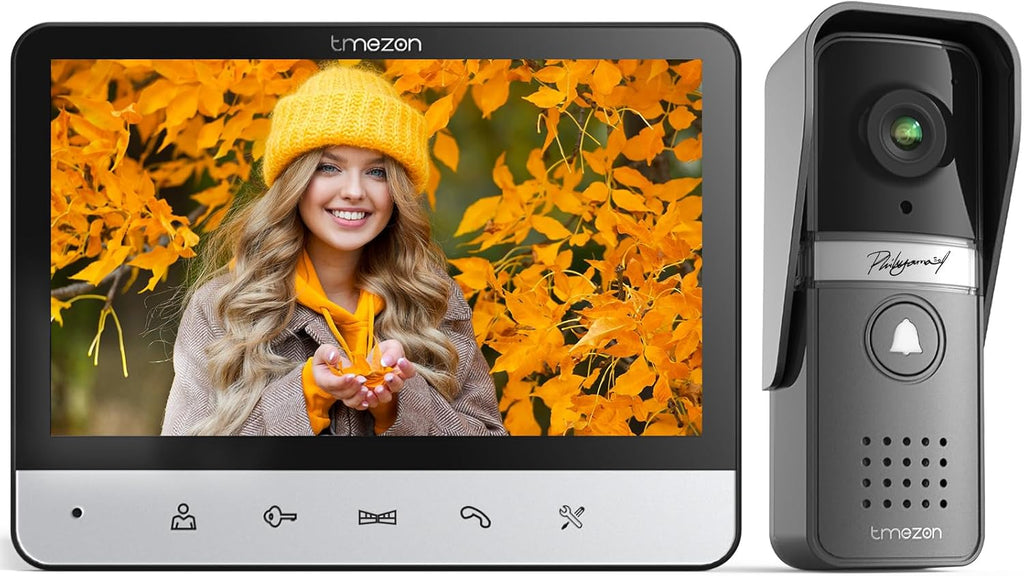 Videocitofono TMEZON 4 Fili con Monitor LCD 7”, Telecamera HD Grandangolare, Audio Bidirezionale e Sblocco Porta