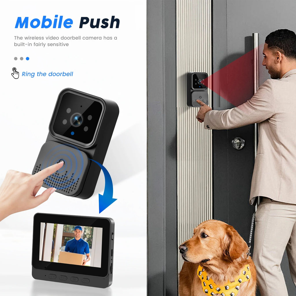 Podofo Videocitofono Wireless con Schermo IPS 4,3” HD – Senza WiFi, Interfono Bidirezionale, Visione Notturna, 2.4G Sicuro